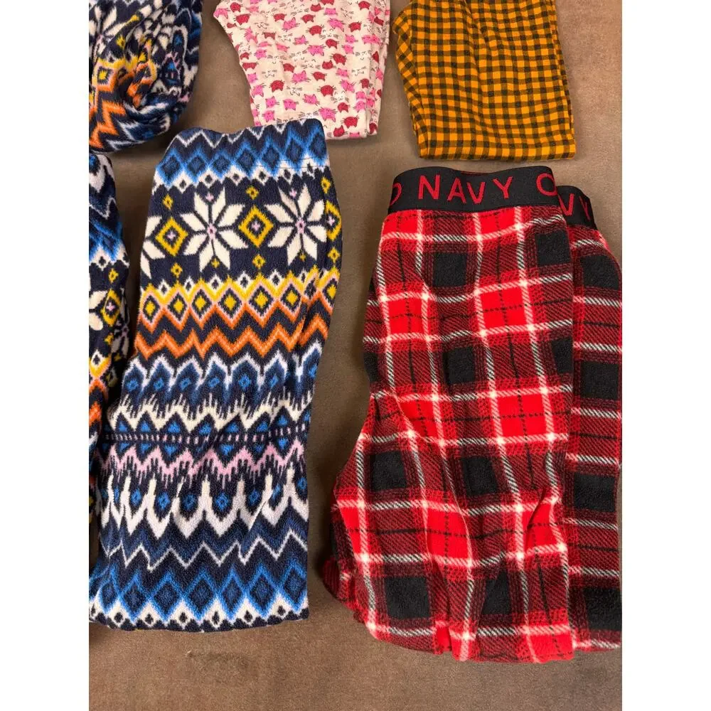Girls Size 6/7 Pajama Lounge Pants Lot 6 Pair Old Navy Fleece #1046